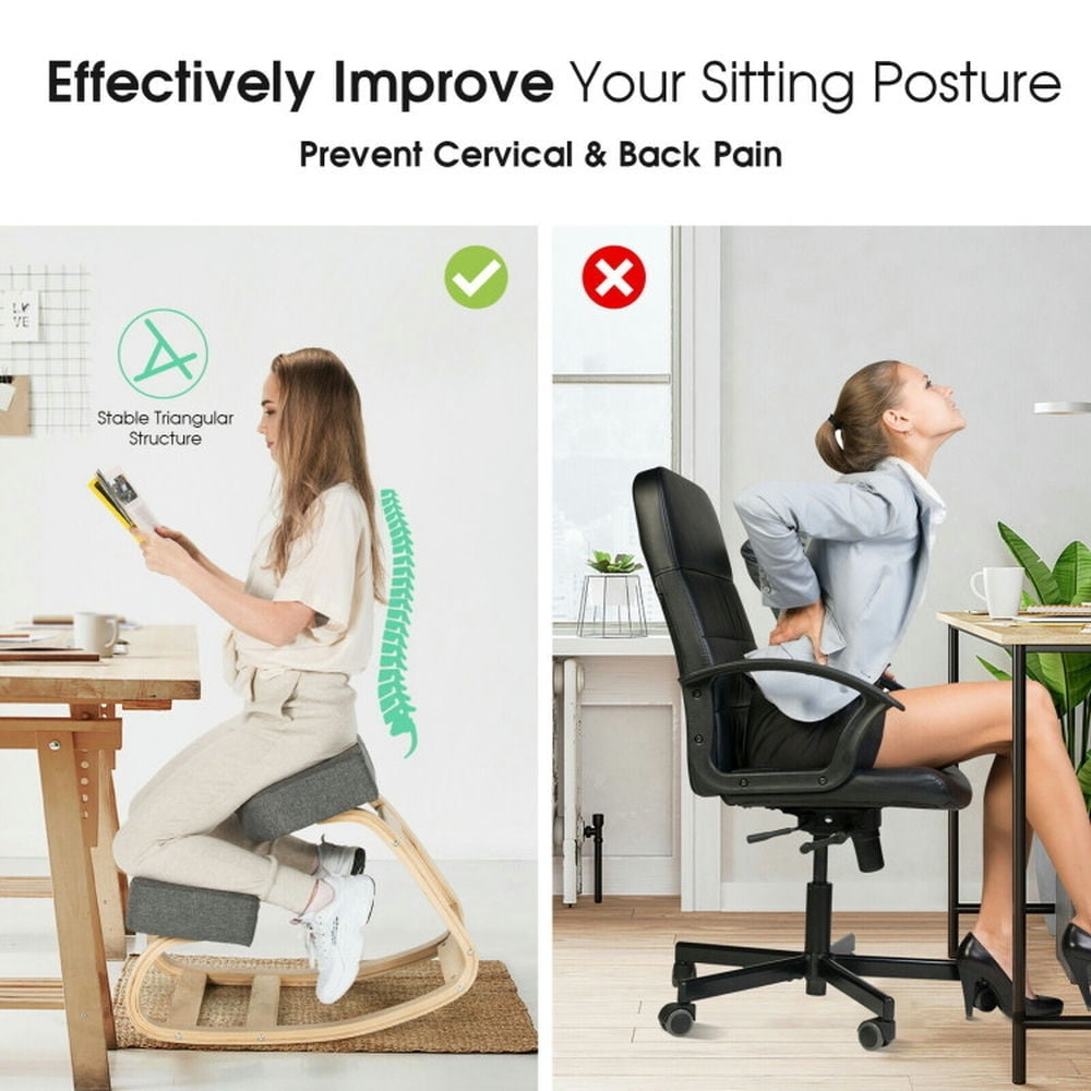 Hommoo Ergonomic Kneeling Chair Rocking Office Desk Stool Upright Posture-Gray, Home Office Computer Desk Chair Image 5