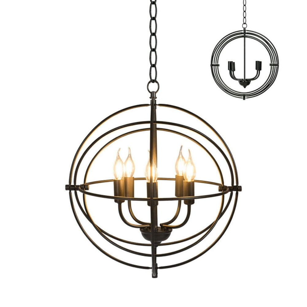 Hommoo Lights Chandelier Pendant Ceiling Lighting,20 Inch 5 Lights Metal Chandelier with Pivoting Interlocking Rings Image 1