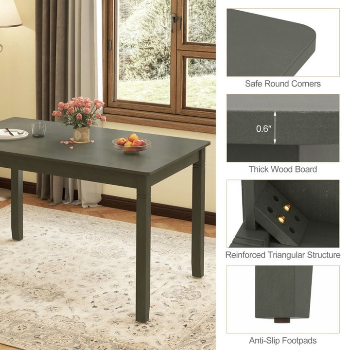 Hommoo 48-Inch Wooden Dining Table for 4 People Rectangular Kitchen Table with Rubber Wood Legs-Gray Image 2