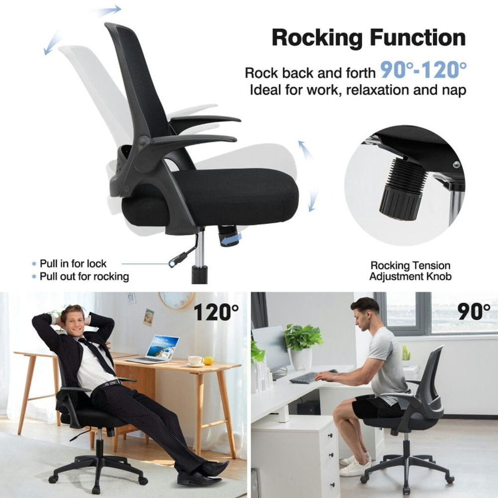 Hommoo Adjustable Mesh Office Chair Rolling Computer Desk Chair with Flip-up Armrest-Black, Home Office Computer Desk Image 5