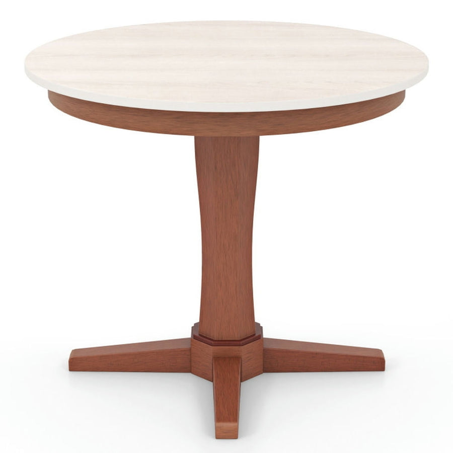 Hommoo Dining Table,Dinner Table, 35 Inches Wooden Round Dining Table with Pedestal Base-White Image 1