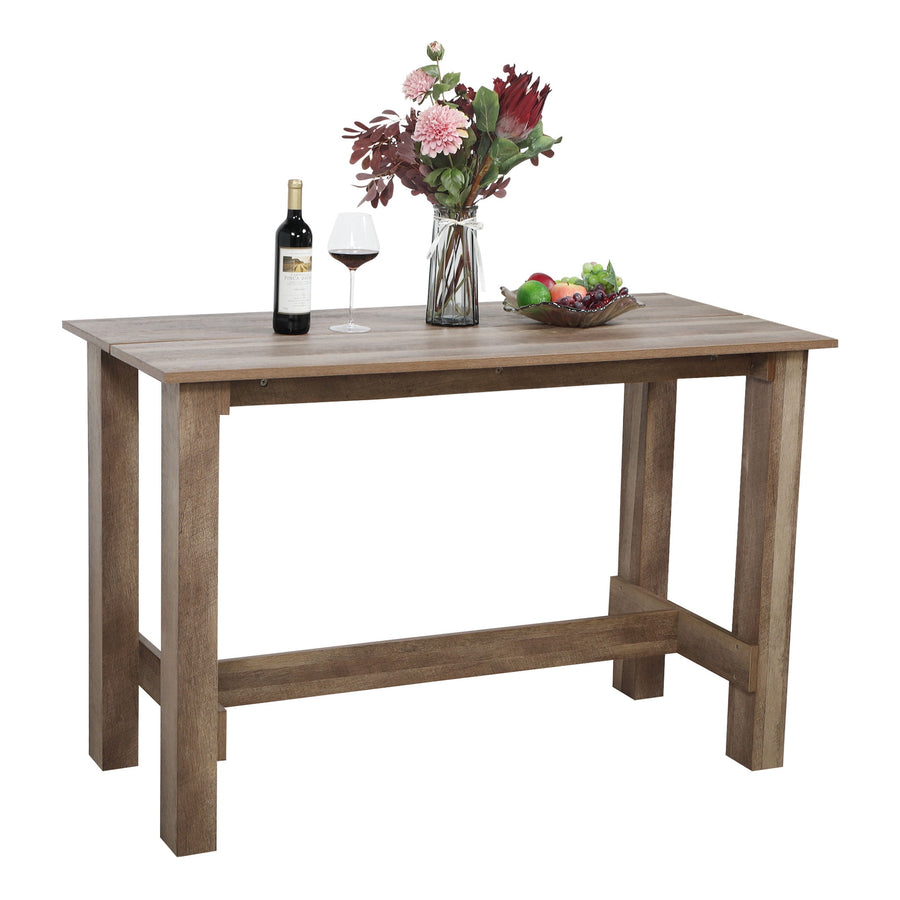 Hommoo Rustic Wooden Rectangle Dining Table - 55" x 25" x 35" Image 1