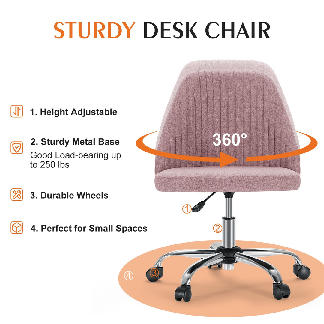 Hommoo Office Desk Chair - Modern, Adjustable, Swivel Fabric Design with Wheels, Ideal Home Office Computer Chair for Image 3