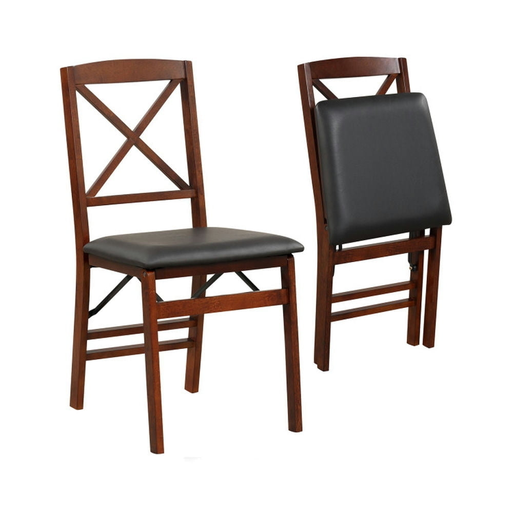 Hommoo Dining Chairs, Kitchen Chairs Trattoria Chairs,Set of 2 Folding Dining Chairs with 400 LBS Capacity-Brown Image 1