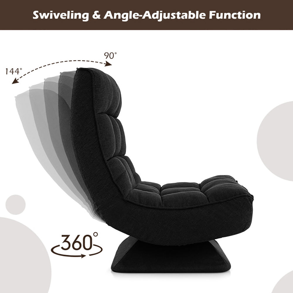 Hommoo 5-Level Adjustable 360  Swivel Floor Chair with Massage Pillow-Black Image 2