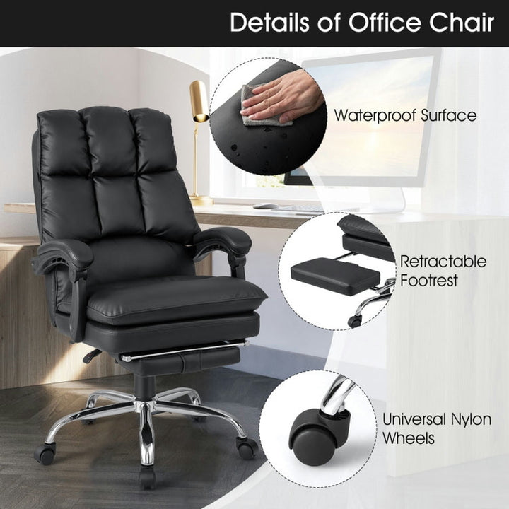 Hommoo Ergonomic Adjustable Swivel Office Chair with Retractable Footrest-Black, Home Office Computer Desk Chair Image 2