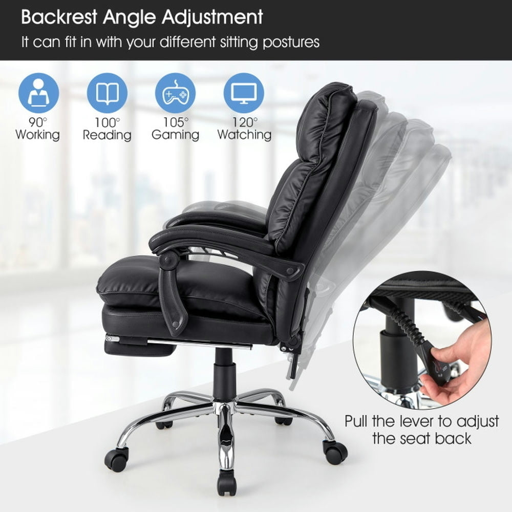 Hommoo Ergonomic Adjustable Swivel Office Chair with Retractable Footrest-Black, Home Office Computer Desk Chair Image 4