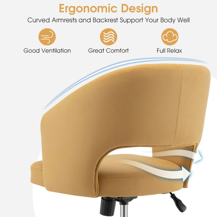 Hommoo Upholstered Swivel Office Chair with Hollow Out Back, Home Office Computer Desk Chair, Small Office Chair for Image 3