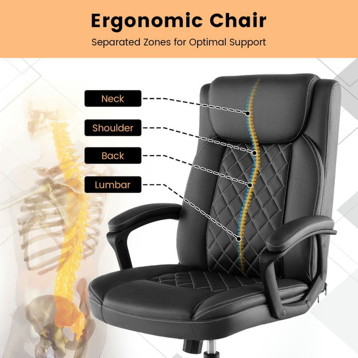 Hommoo High Back Ergonomic Executive Chair with Thick Headrest Cushion-Black, Home Office Computer Desk Chair Image 6