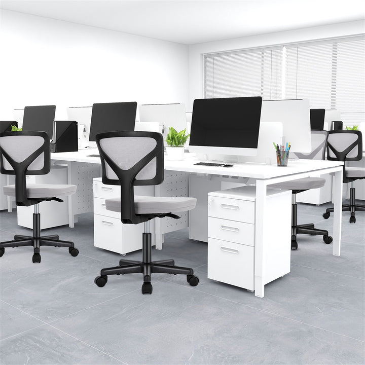 Hommoo Office Computer Desk Chair, Ergonomic Low Back Mesh Rolling Work Swivel Chair with Wheels, Armless, Gray Image 1