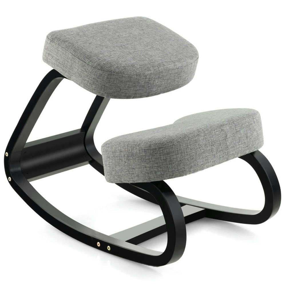 Hommoo Rocking Ergonomic Kneeling Chair with Padded Cushion for Home Office-Gray, Home Office Computer Desk Chair Image 1