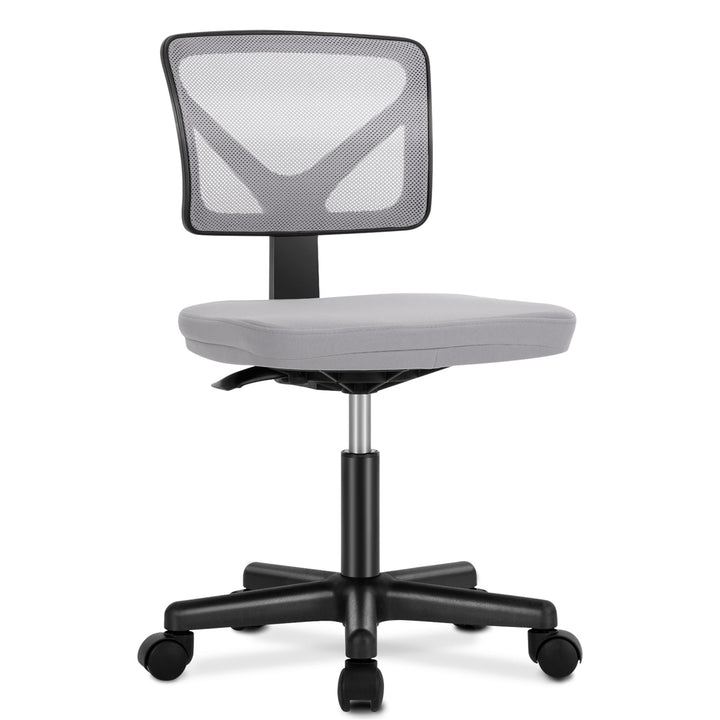 Hommoo Office Computer Desk Chair, Ergonomic Low Back Mesh Rolling Work Swivel Chair with Wheels, Armless, Gray Image 3