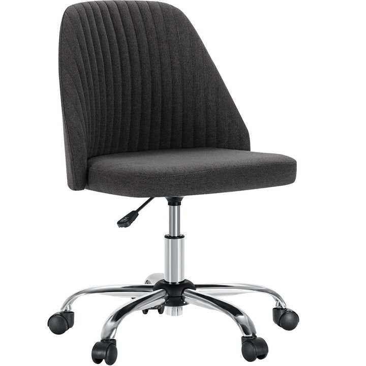 Hommoo Office Desk Chair - Modern, Adjustable, Swivel Fabric Design with Wheels, Black Image 5