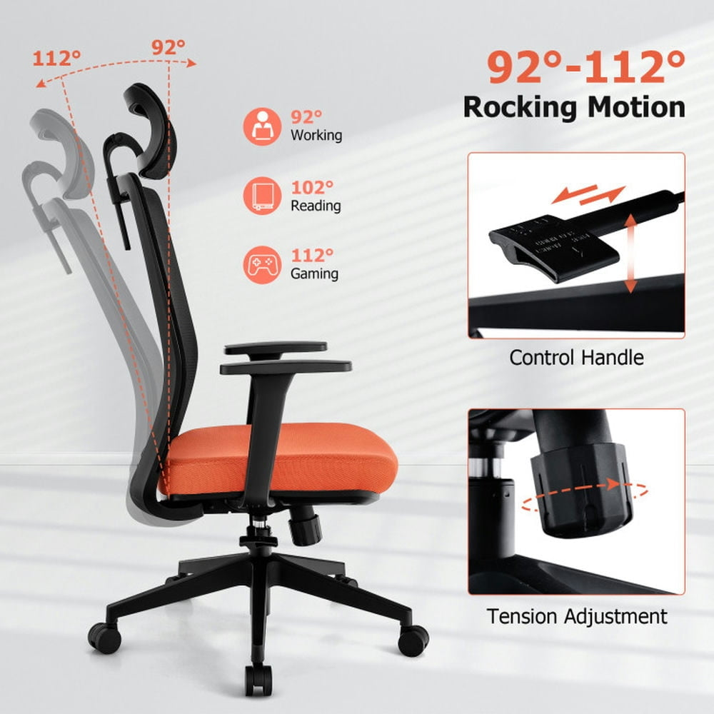 Hommoo Ergonomic Office Chair with Lumbar Support and Adjustable Headrest-Black, Home Office Computer Desk Chair Image 2