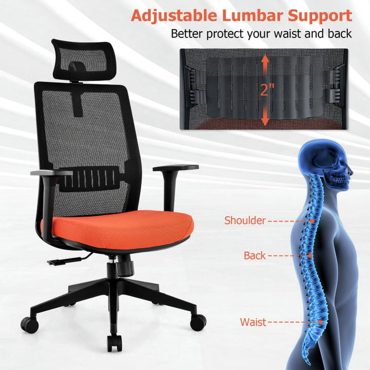 Hommoo Ergonomic Office Chair with Lumbar Support and Adjustable Headrest-Black, Home Office Computer Desk Chair Image 4