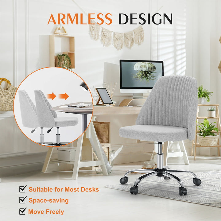 Hommoo Office Desk Chair - Modern, Adjustable, Swivel Fabric Design with Wheels, Gray Image 7