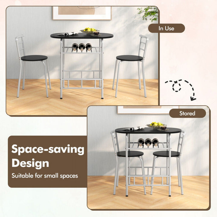 Hommoo Dining Room Table Set,Dining Table Set,3 pcs Home Kitchen Bistro Pub Dining Table 2 Chairs Set- Silver Image 2