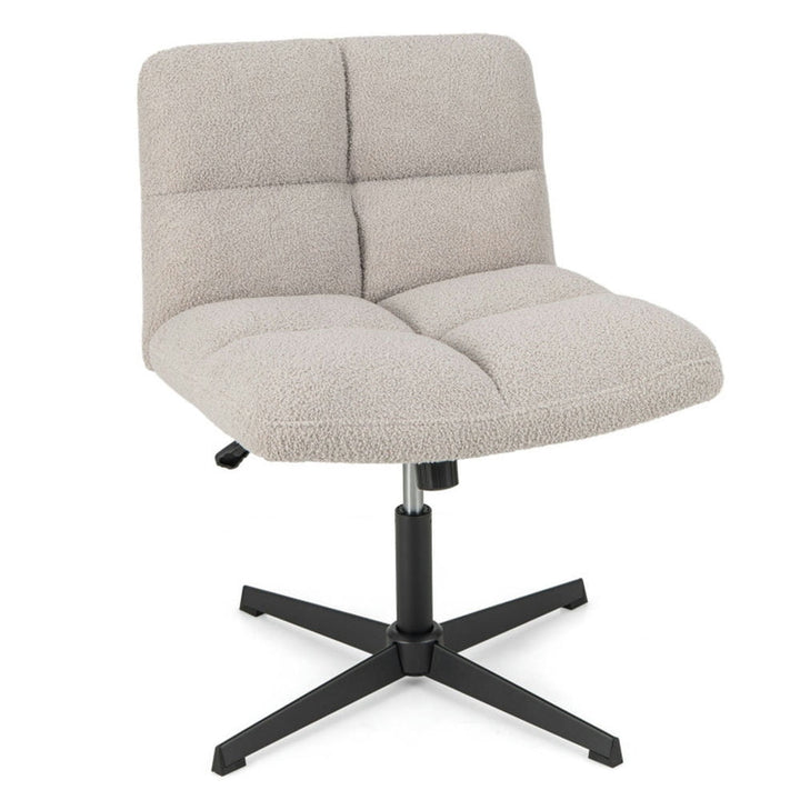 Hommoo Office Armless Chair Cross Legged with Imitation Lamb Fleece and Adjustable Height-Gray, Home Office Computer Image 1