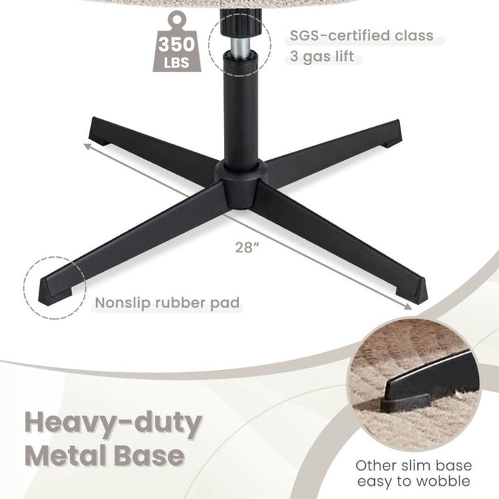 Hommoo Office Armless Chair Cross Legged with Imitation Lamb Fleece and Adjustable Height-Gray, Home Office Computer Image 4