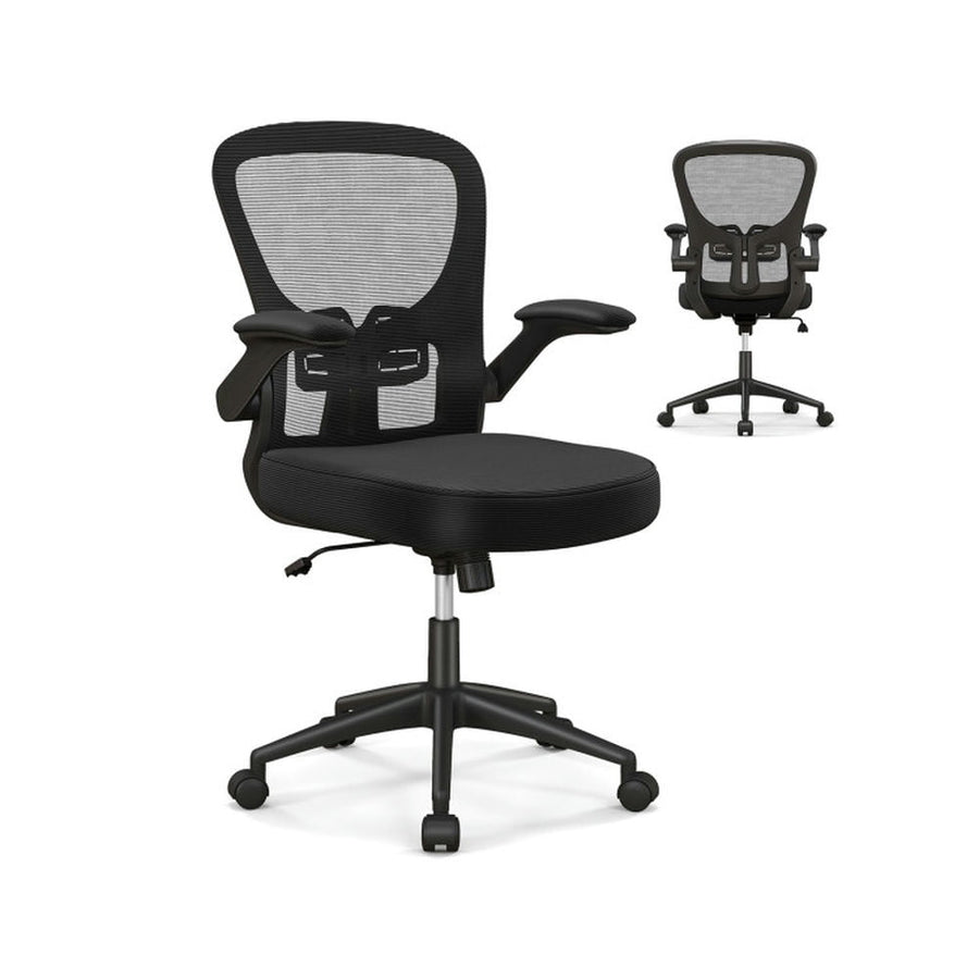 Hommoo Adjustable Swivel Mesh Task Office Chair with Flip-Up Armrests-Black, Home Office Computer Desk Chair Image 1