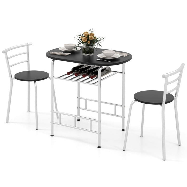 Hommoo Dining Room Table Set,Dining Table Set,3 pcs Home Kitchen Bistro Pub Dining Table 2 Chairs Set- Silver Image 5