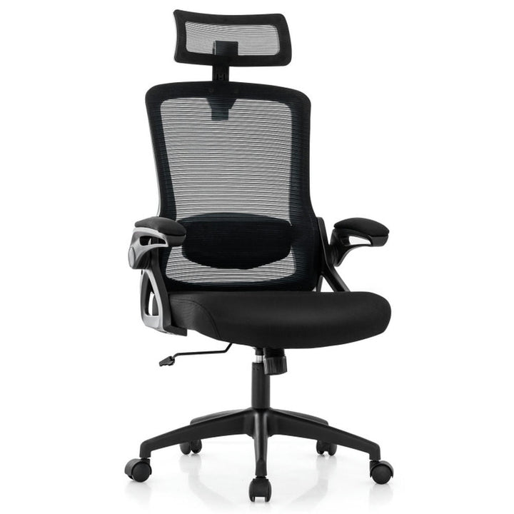 Hommoo Adjustable Swivel Task Chair Ergonomic Office Chair with Adjustable Lumbar Support-Black, Home Office Computer Image 1