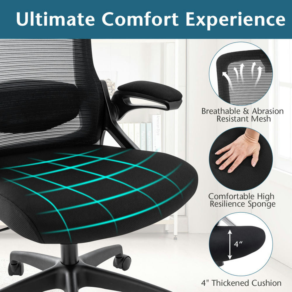 Hommoo Adjustable Swivel Task Chair Ergonomic Office Chair with Adjustable Lumbar Support-Black, Home Office Computer Image 4