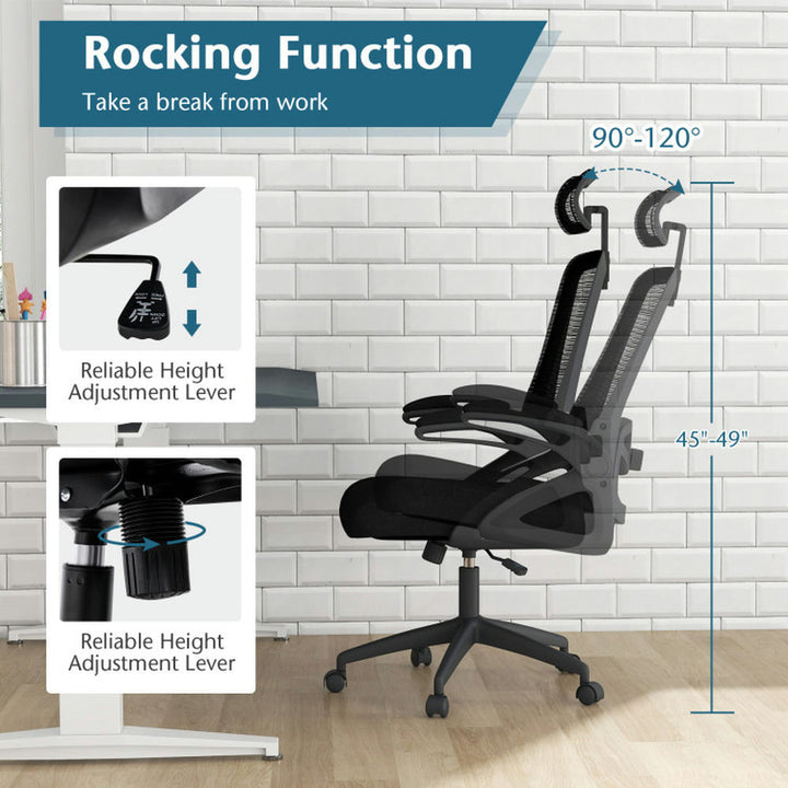 Hommoo Adjustable Swivel Task Chair Ergonomic Office Chair with Adjustable Lumbar Support-Black, Home Office Computer Image 6