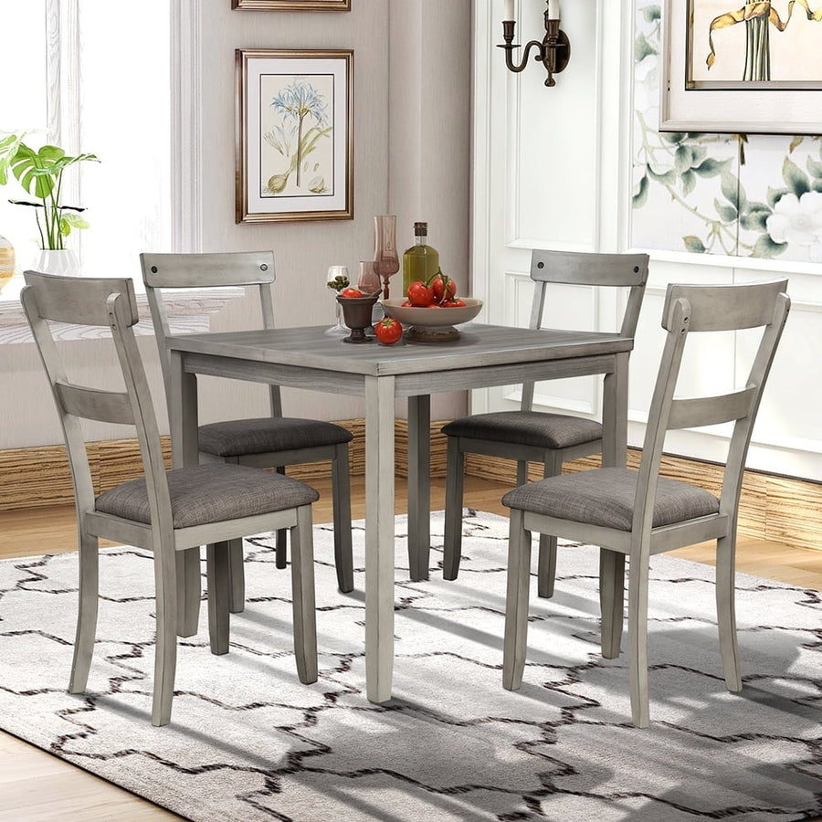 Hommoo Industrial 5-Piece Dining Table Sets, Country Style Wooden Kitchen Table and 4 Chairs for Dining Room Kitchen Image 1