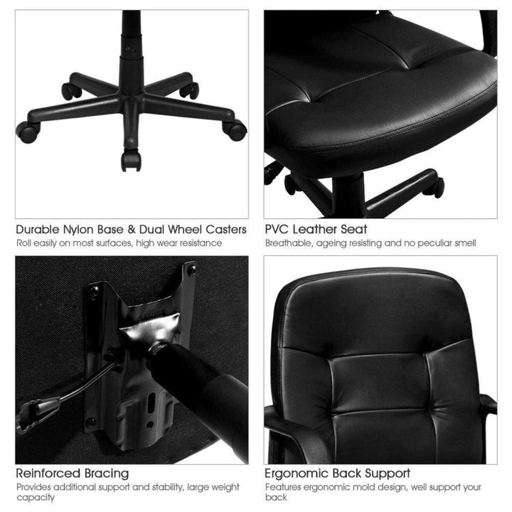 Hommoo Ergonomic Office Chair with 360-degree Wheels, Home Office Computer Desk Chair, Small Office Chair for Image 3