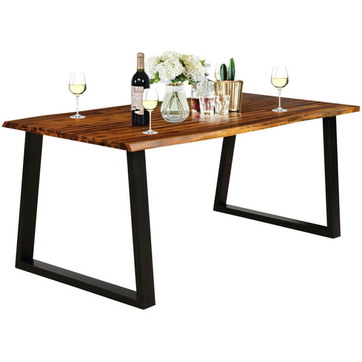 Hommoo Rectangular Acacia Wood Dining Table, Dining Table, Kitchen Bar Height Table and Chairs for Dining Room, Small Image 1