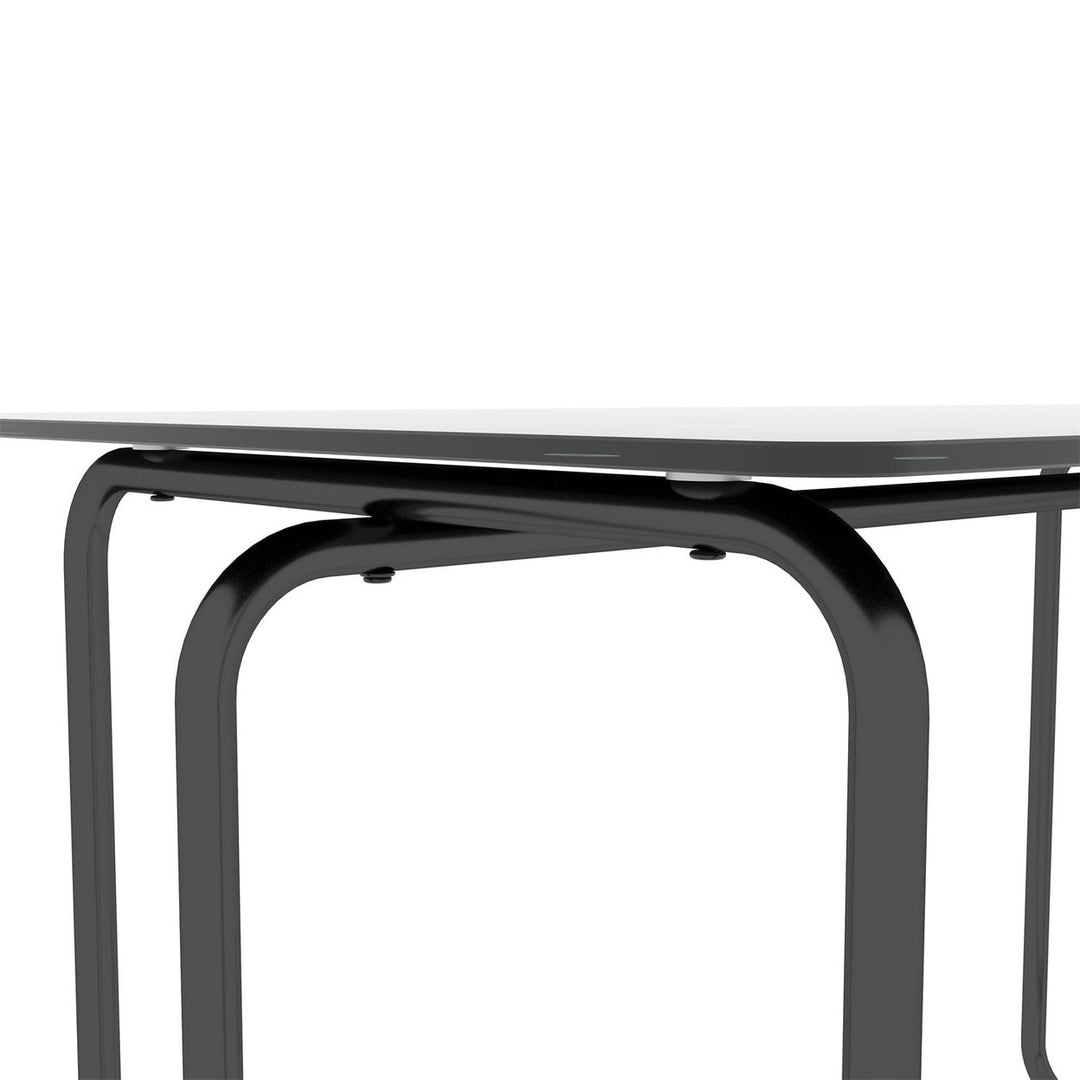 Hommoo Modern Kitchen Breakfast Dining Table with Tempered Glass Top and Black Metal Frame Image 4