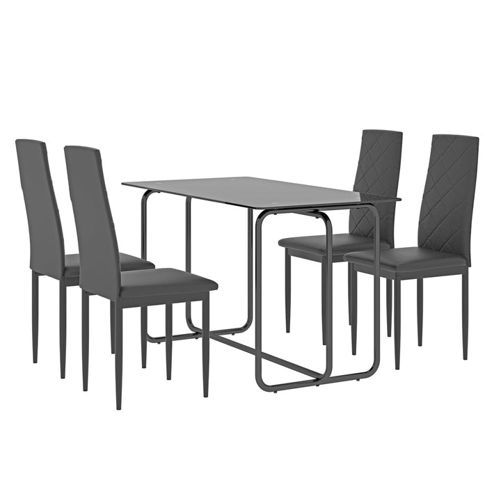 Hommoo Modern Kitchen Breakfast Dining Table with Tempered Glass Top and Black Metal Frame Image 6