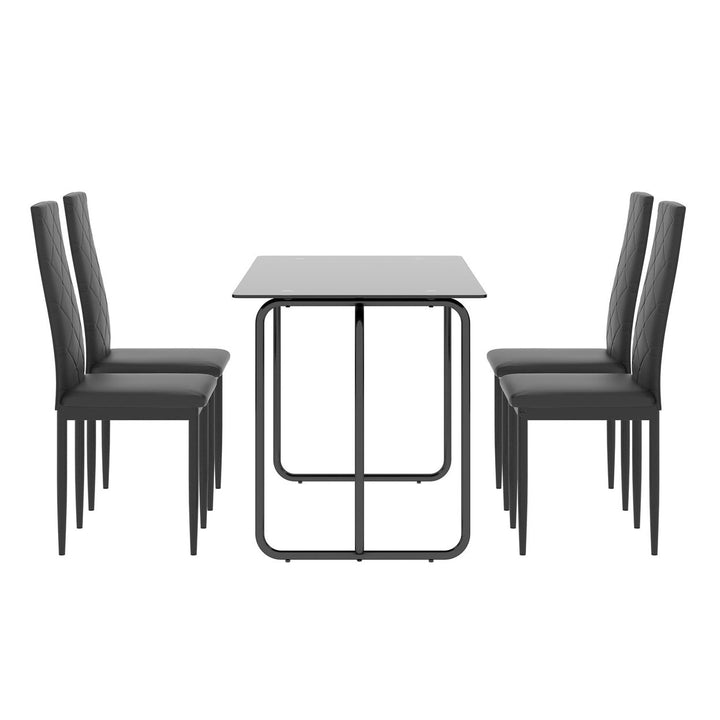 Hommoo Modern Kitchen Breakfast Dining Table with Tempered Glass Top and Black Metal Frame Image 7