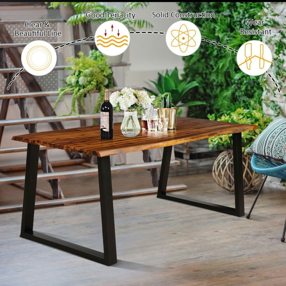 Hommoo Rectangular Acacia Wood Dining Table, Dining Table, Kitchen Bar Height Table and Chairs for Dining Room, Small Image 5