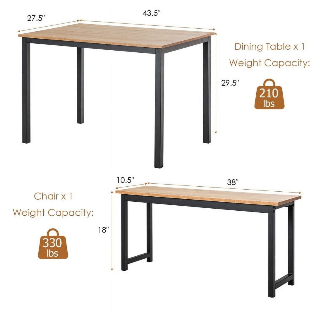 Hommoo Dining Room Table Set,Dining Table Set,3 Pieces Dining Table Set with 2 Benches for Dining Room Kitchen Image 4