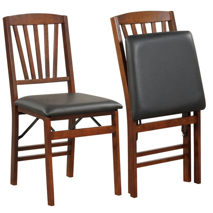 Hommoo Dining Chairs, Kitchen Chairs Trattoria Chairs,Set of 2 Folding Chairs with Padded Seat and Rubber Wood Image 1