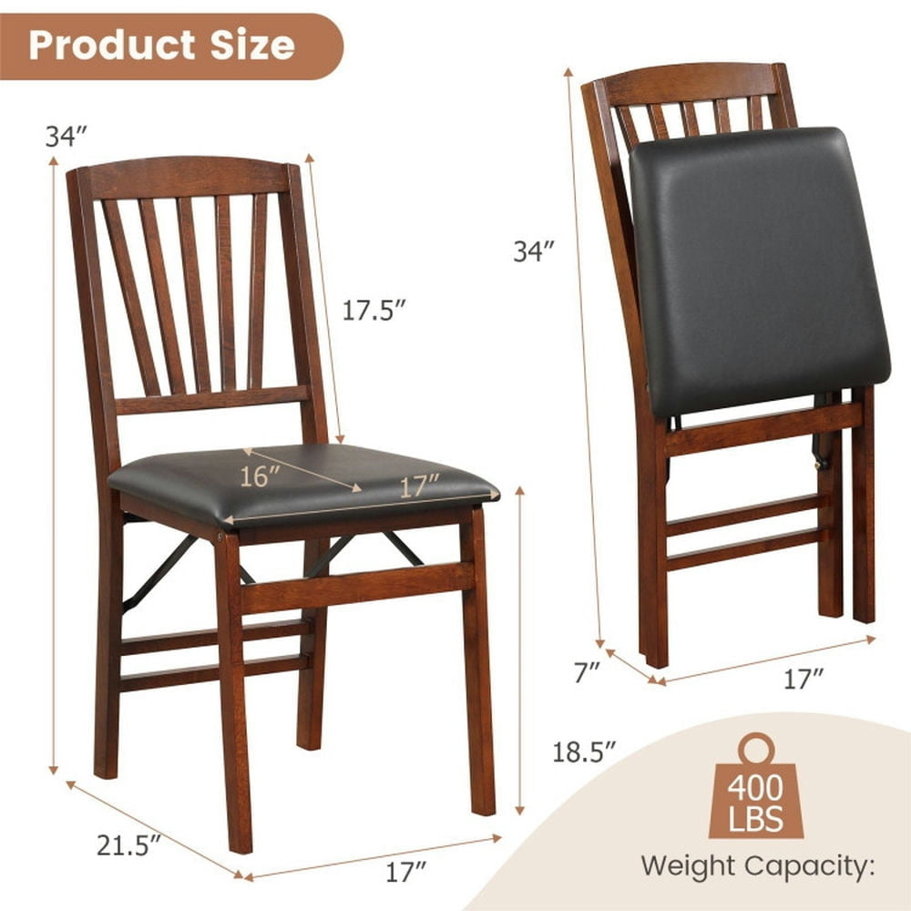 Hommoo Dining Chairs, Kitchen Chairs Trattoria Chairs,Set of 2 Folding Chairs with Padded Seat and Rubber Wood Image 2