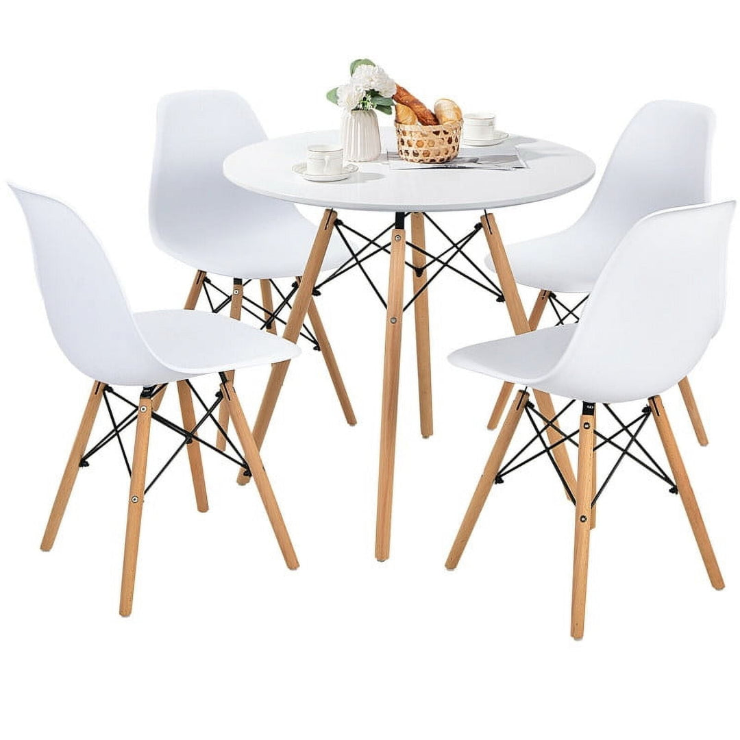 Hommoo Dining Room Table Set,Dining Table Set,5 Pieces Table Set With Solid Wood Leg For Dining Room-White Image 1