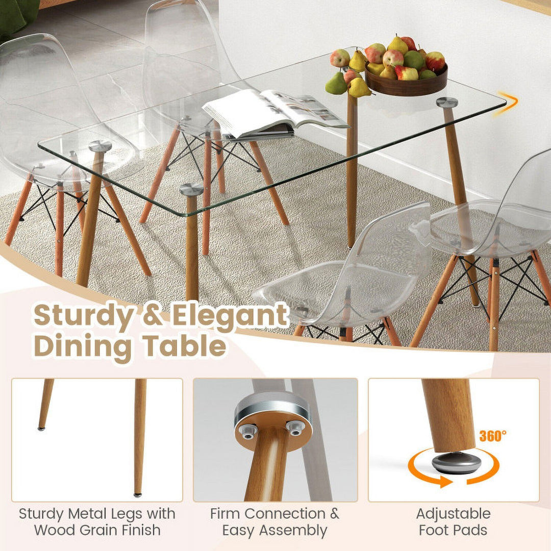 Hommoo Dining Room Table Set,Dining Table Set,5 Pieces Rectangle Dining Table Set with 51 Inch Glass Image 3