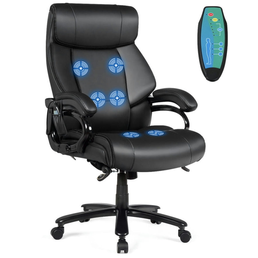 Hommoo Big and Tall 400lb PU Leather Massage Office Chair-Black, Home Office Computer Desk Chair, Small Office Chair for Image 1