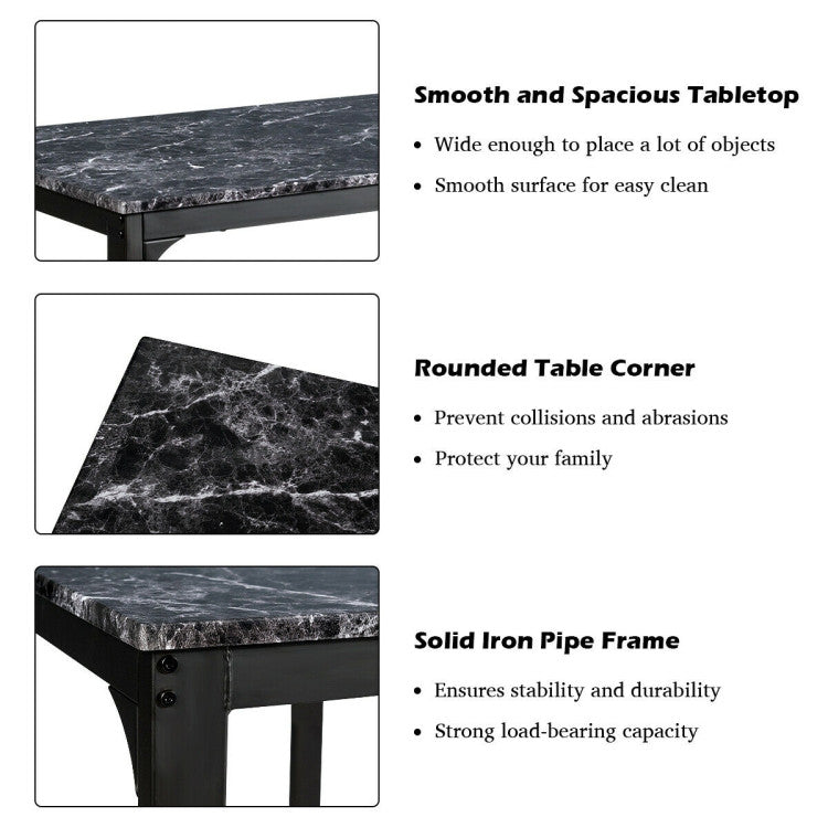 Hommoo Dining Room Table Set,Dining Table Set,3 Piece Counter Height Dining Set Faux Marble Table-Black Image 6