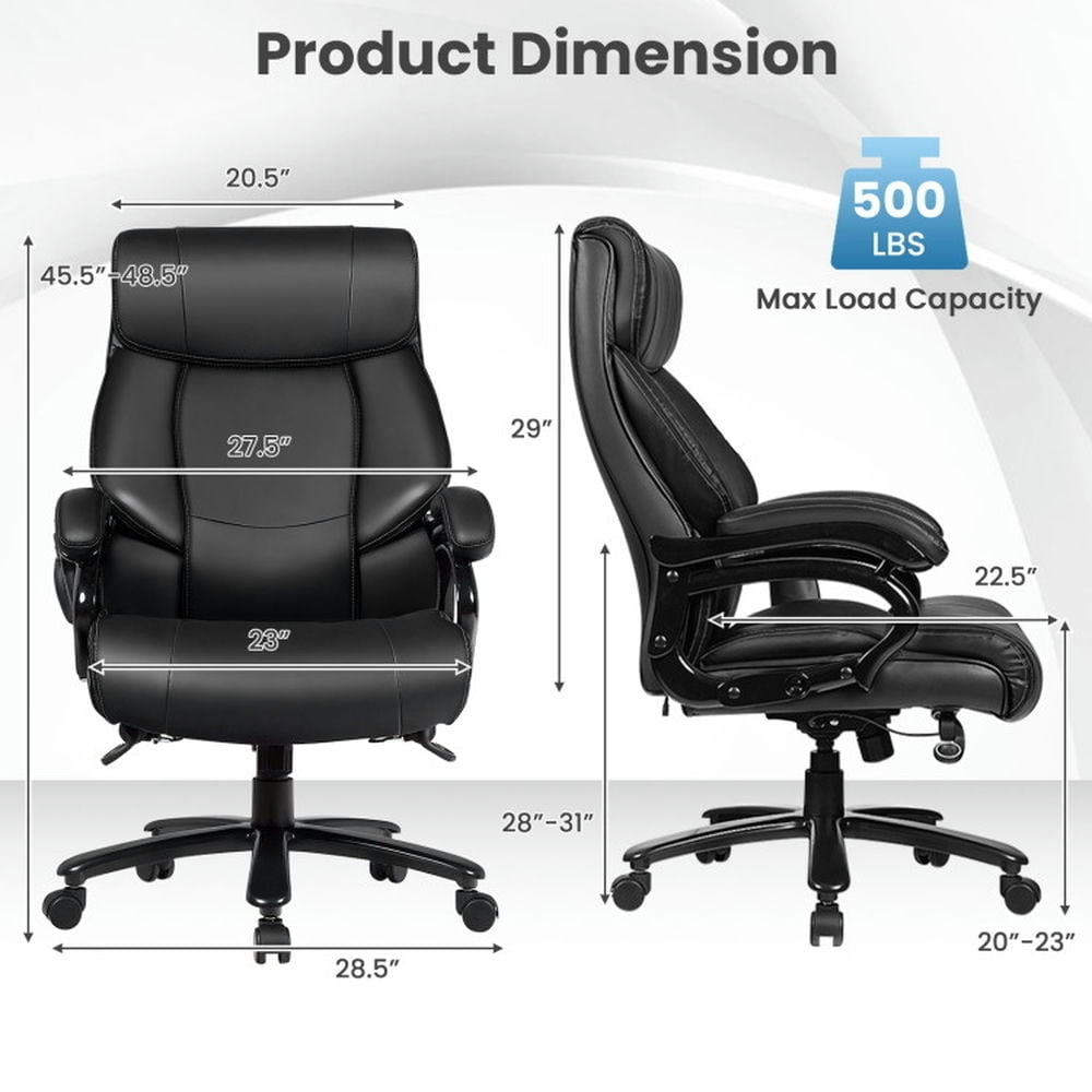 Hommoo Big and Tall 400lb PU Leather Massage Office Chair-Black, Home Office Computer Desk Chair, Small Office Chair for Image 2