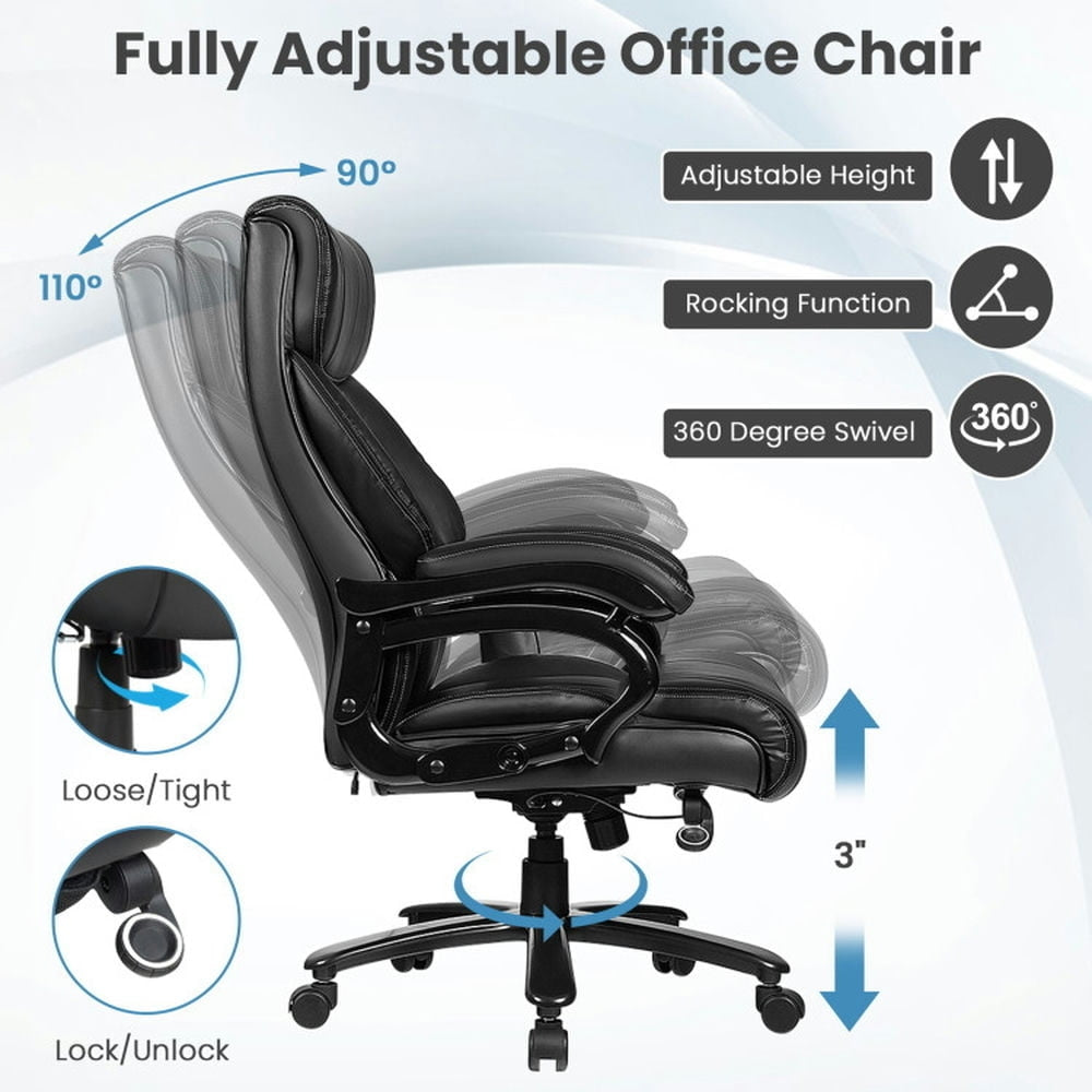 Hommoo Big and Tall 400lb PU Leather Massage Office Chair-Black, Home Office Computer Desk Chair, Small Office Chair for Image 6