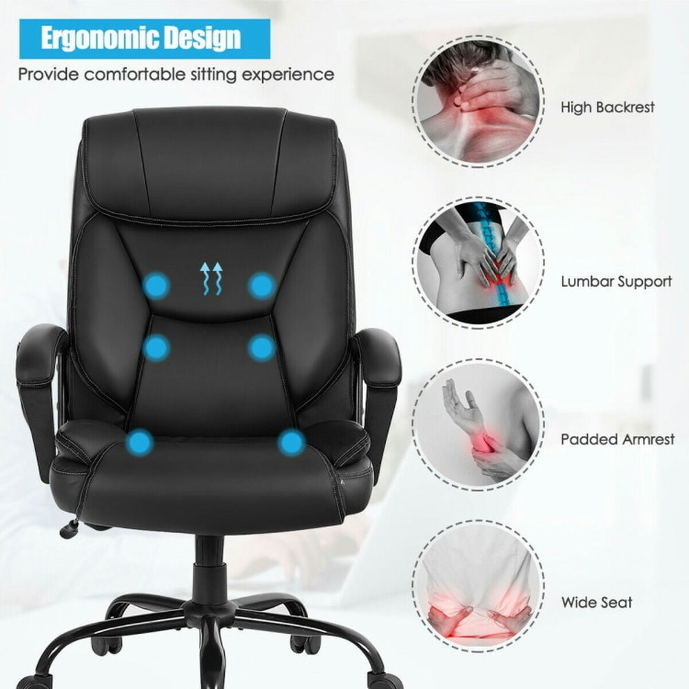 Hommoo Massage Executive Office Chair with 6 Vibrating Points-Black, Home Office Computer Desk Chair, Small Office Chair Image 2