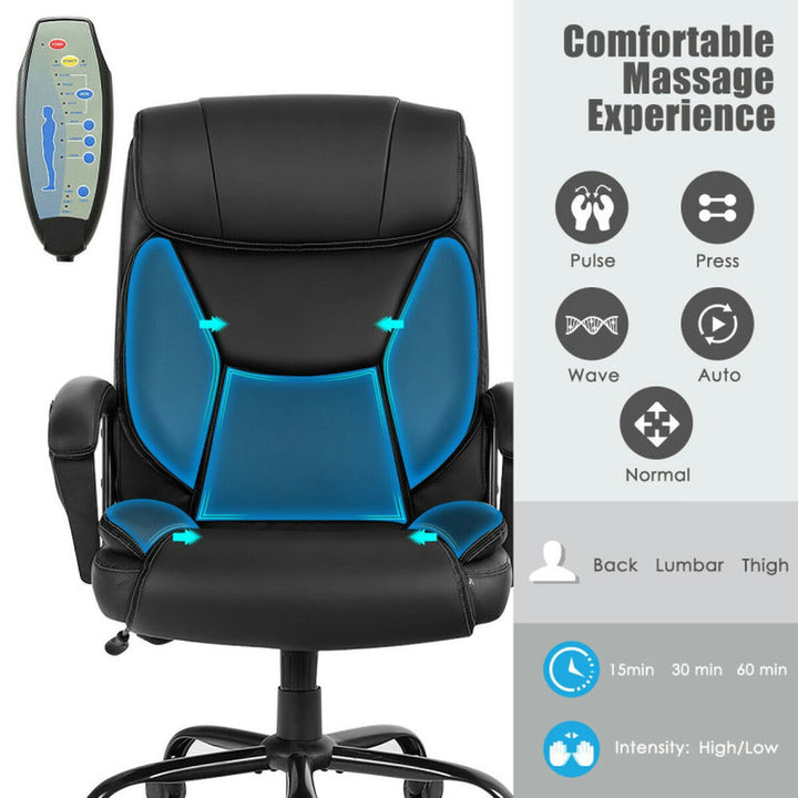 Hommoo Massage Executive Office Chair with 6 Vibrating Points-Black, Home Office Computer Desk Chair, Small Office Chair Image 3