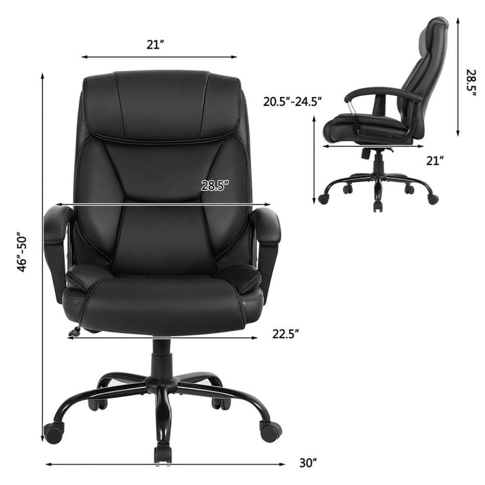 Hommoo Massage Executive Office Chair with 6 Vibrating Points-Black, Home Office Computer Desk Chair, Small Office Chair Image 4