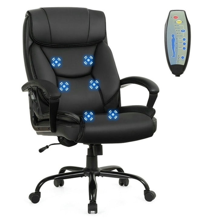 Hommoo Massage Executive Office Chair with 6 Vibrating Points-Black, Home Office Computer Desk Chair, Small Office Chair Image 5