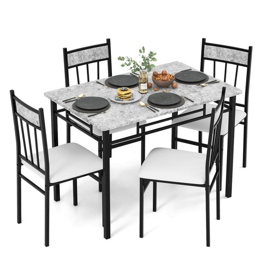 Hommoo Dining Room Table Set,Dining Table Set,5 Pieces Faux Marble Dining Set Table with Solid Steel Frame Image 1