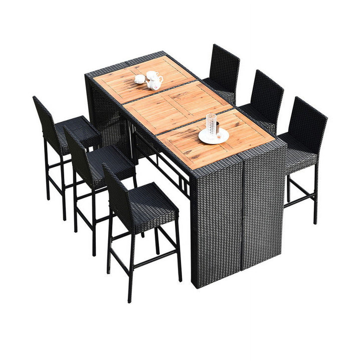 Hommoo 7 Pieces Patio Rattan Wicker Dining Furniture Set for Balcany, Poolside Image 5